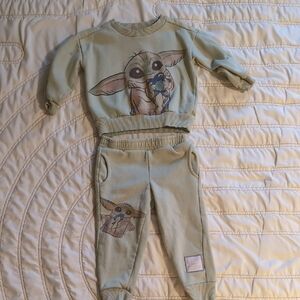 💚 Star Wars Baby Yoda (Grogu) Sweatshirt & Jogger Set – 2T